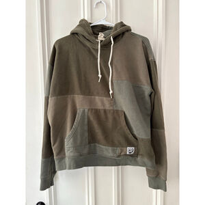 BDG women's patchwork Hoodie S Green Brown